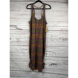 Route 66 Dress Women's XL Green Purple Pink Floral Print Sleeveless Maxi Tank